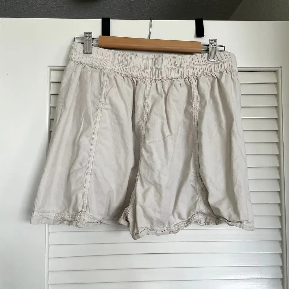 Free People Get Free Poplin Nilla Cream Pull-On Shorts Size M - Picture 3 of 7